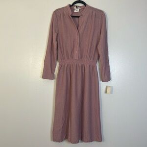 Sears | New VINTAGE pink textured midi dress Women’s size 14 (more like 10) vtg